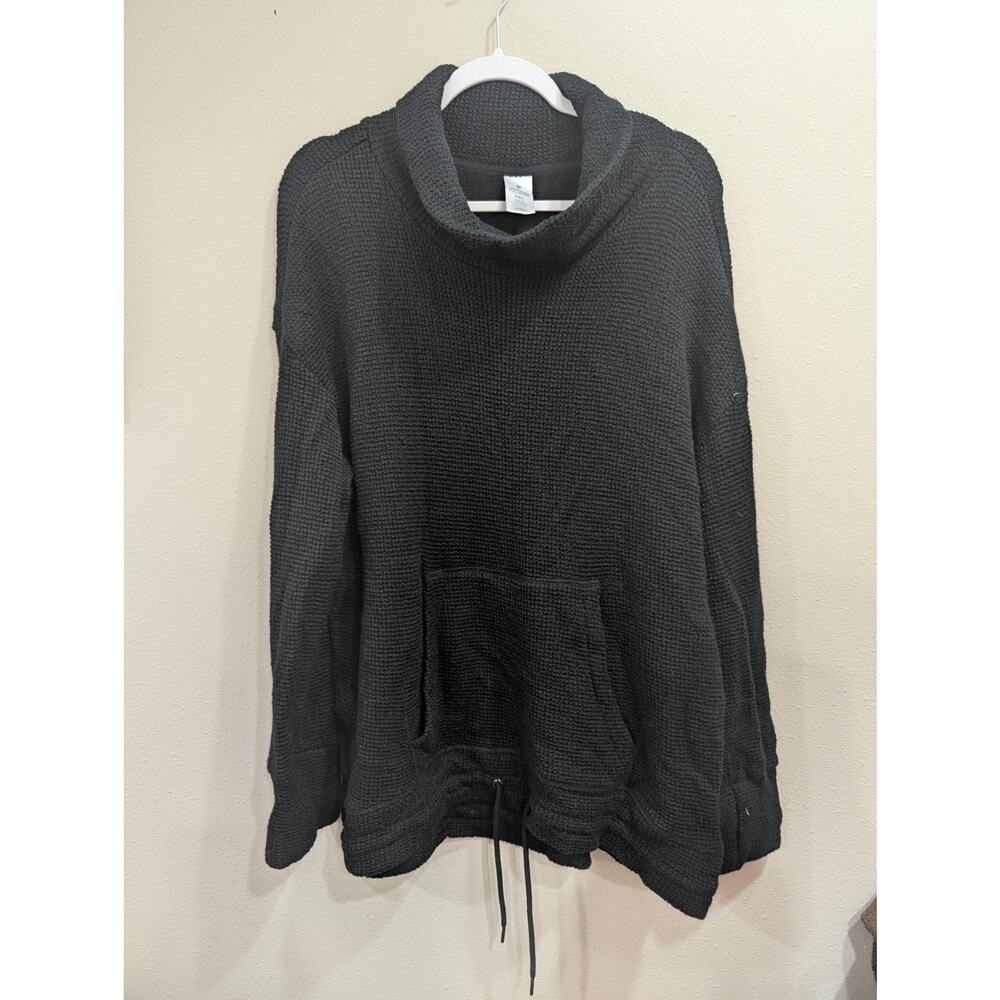 Large black knit cowl neck sweatshirt w/front pocket plus size 2X